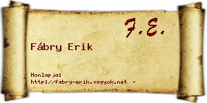Fábry Erik névjegykártya